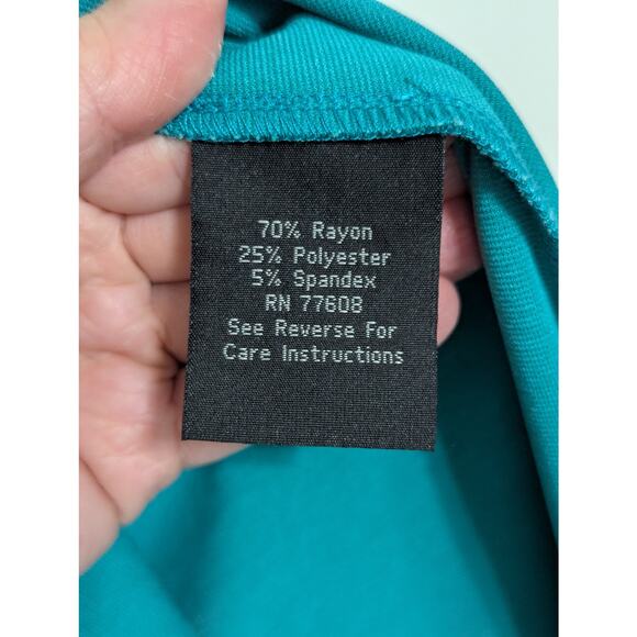 J Peterman Asymmetrical Hem Midi Dress Teal Blue Sleeveless Ruffle Womens Medium - Picture 6 of 7